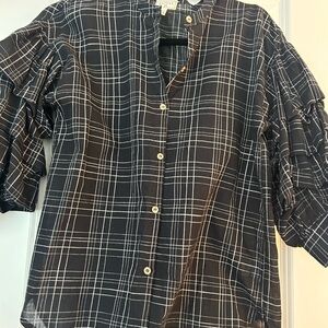 Madewell Black and White Plaid Button-Down Shirt